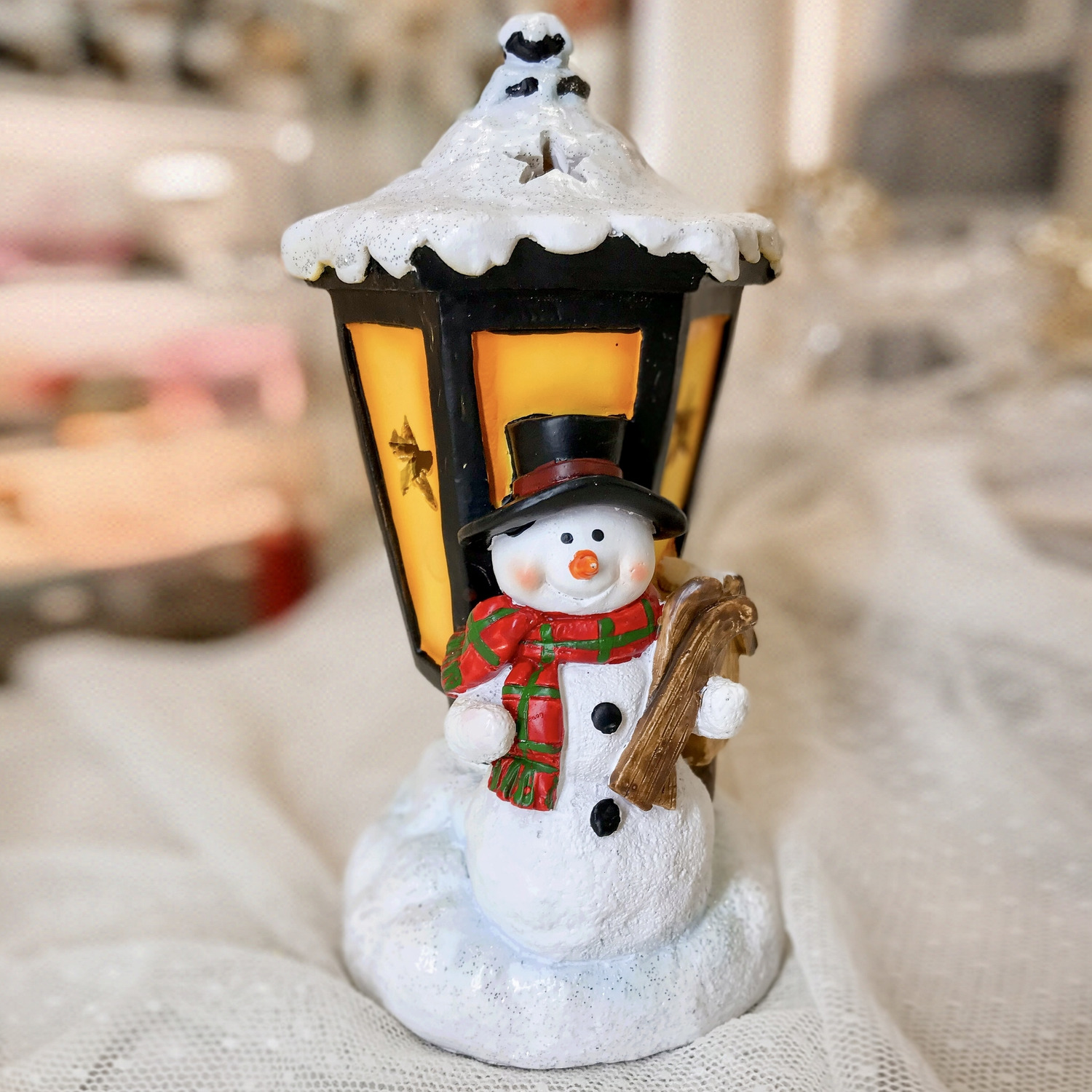 EGNDS-06 ЭРА Новогодний декоративный светильник Снеговик, теплый белый LED, h 20 см, 3*ААА, IP20